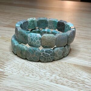 Teal Green Coral Jade Soft Bangle 7” * price is for 1